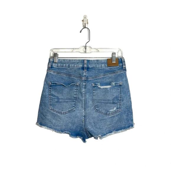 American Eagle Curvy Light Wash Distressed High Rise Denim Shorts 8 Women’s - Picture 5 of 13